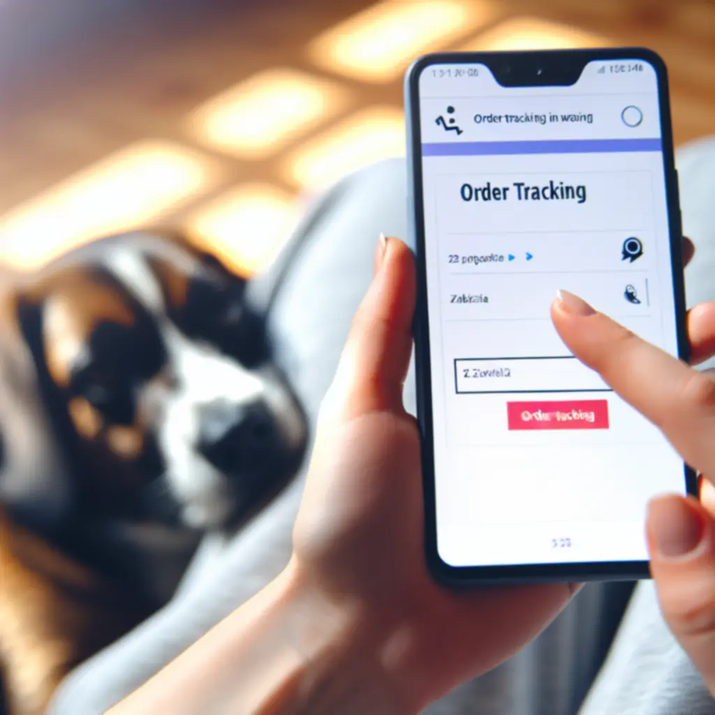 Grafika przedstawiająca śledzenie zamówienia na ekranie urządzenia