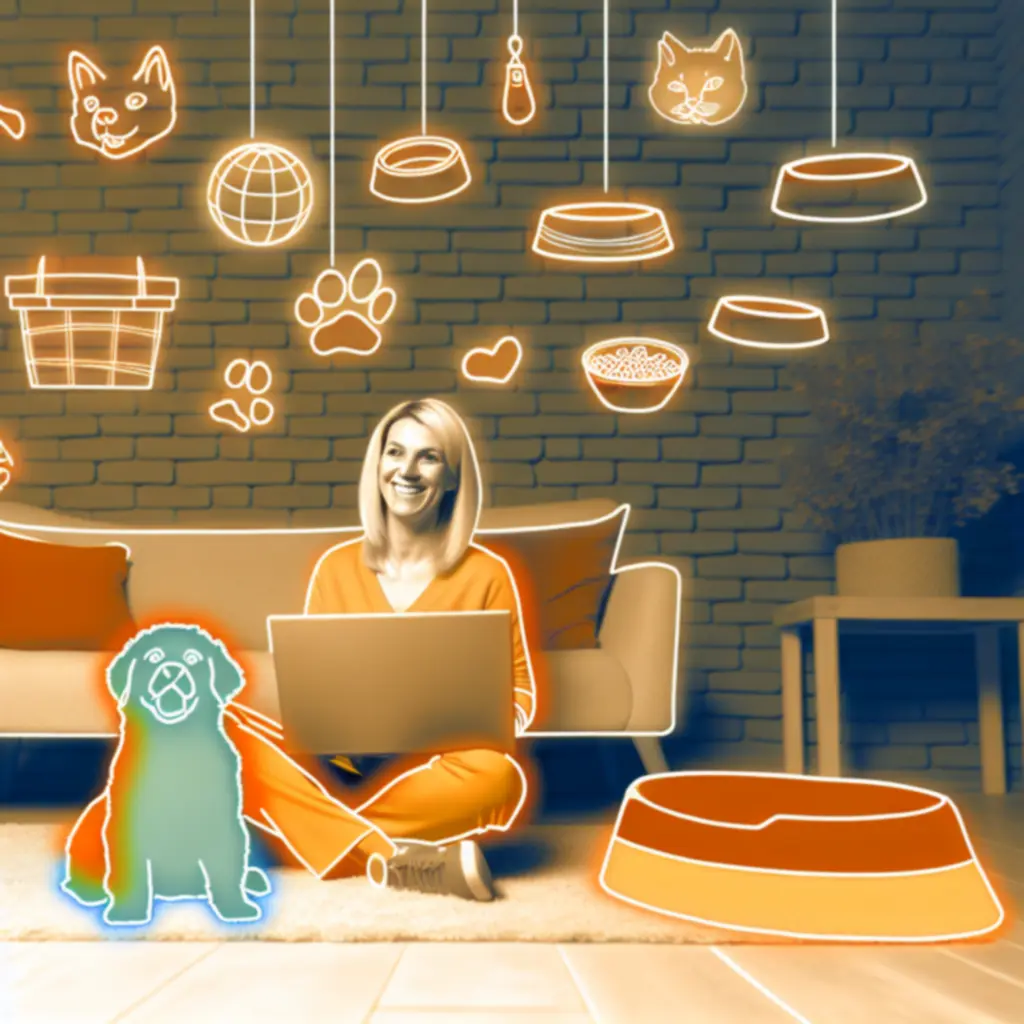 Zadowolona właścicielka psa trzymająca paczkę z zamówieniem ze sklepu Petovixa