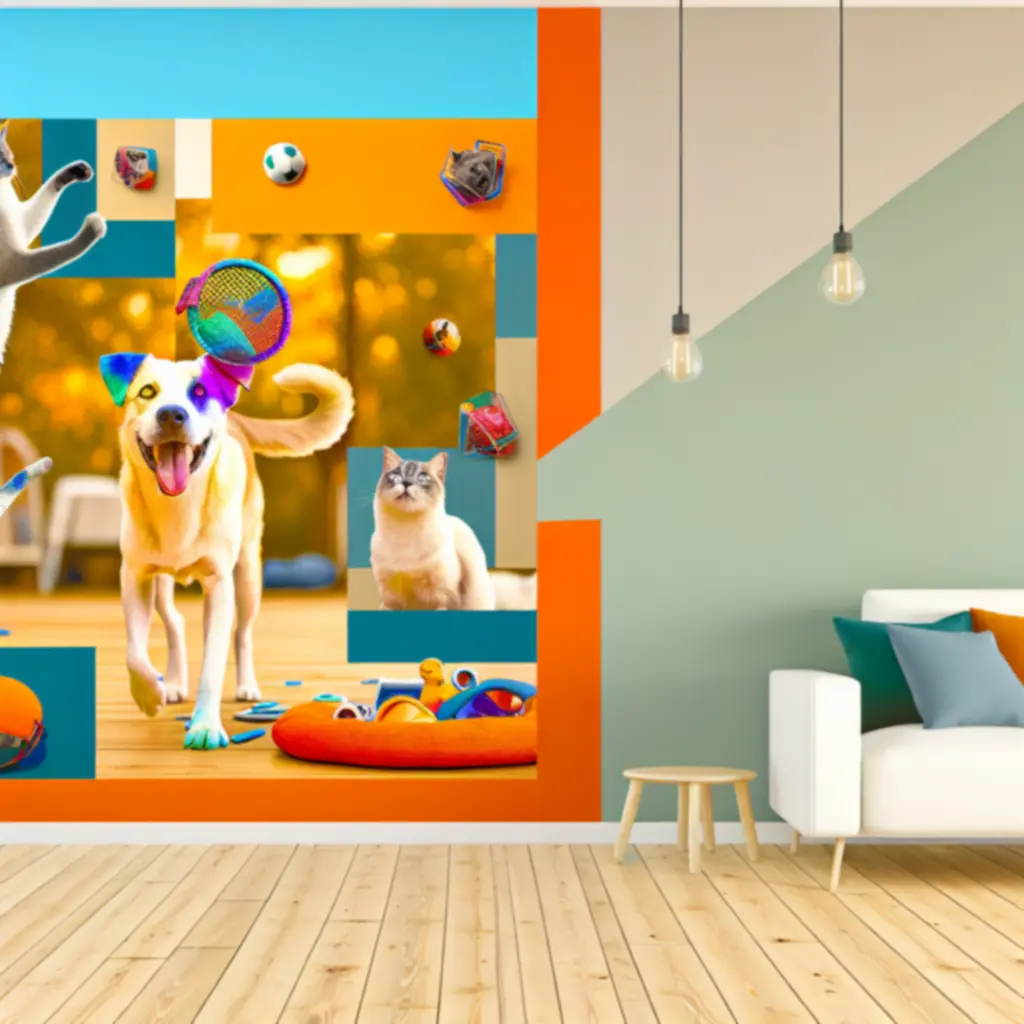 Pies i kot bawiący się w domu z akcesoriami ze sklepu Petovixa